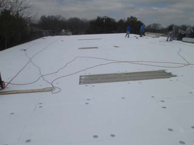 TPO Roof being Installed - Thermoplastic Polyolefin - Nelson Roofing Company